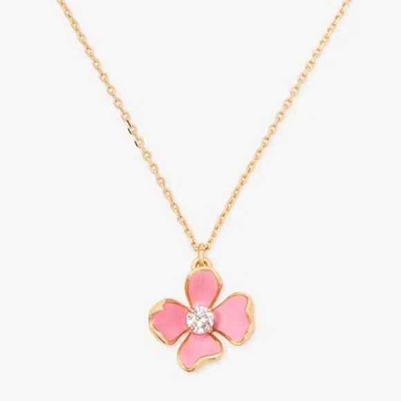 🔹️Kate Spade🔹️ Freshly Picked Flower Mini Pendant  Necklace, Pink NWT ✨️🌸 - Picture 1 of 4